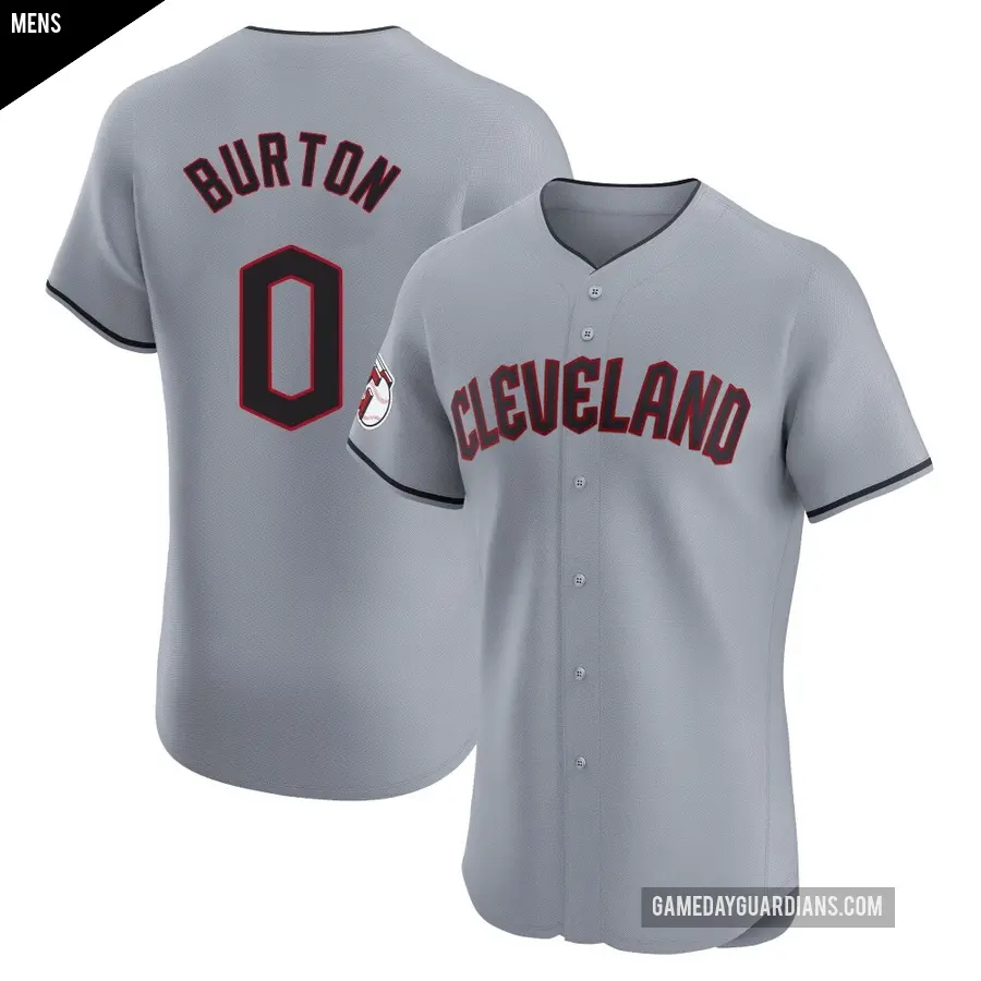 Men's Cleveland Guardians ＃0 Wesley Burton Elite Gray Road Jersey