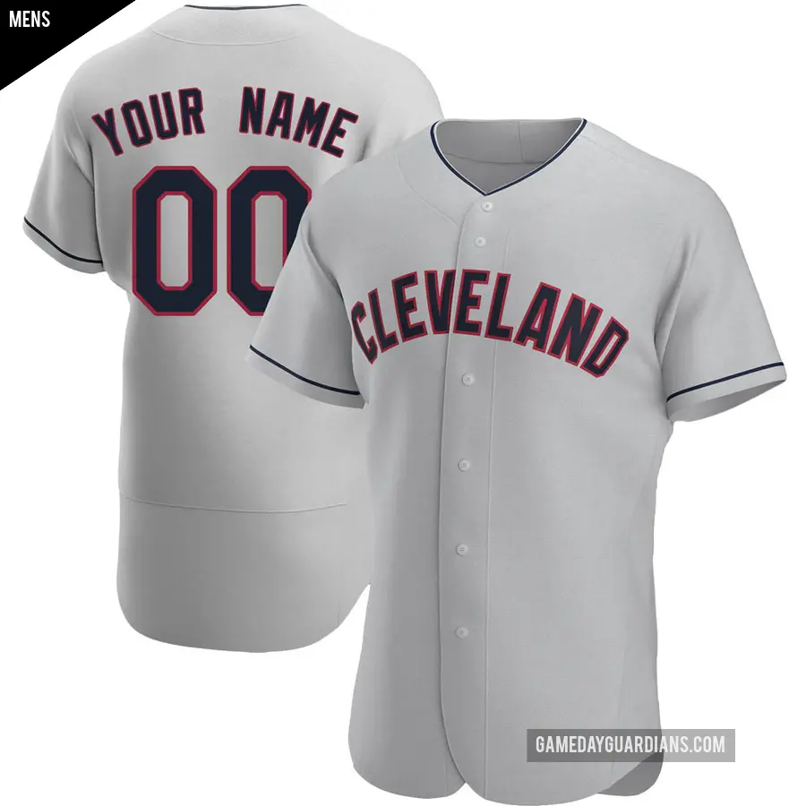 Men's Cleveland Guardians ＃00 Custom Authentic Gray Road Jersey