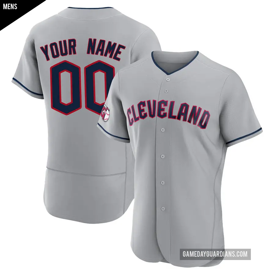 Men's Cleveland Guardians ＃00 Custom Authentic Gray Road Jersey