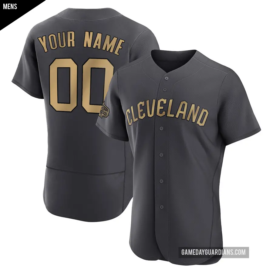 Men's Cleveland Guardians ＃00 Custom Game Charcoal Authentic 2022 All-Star Jersey