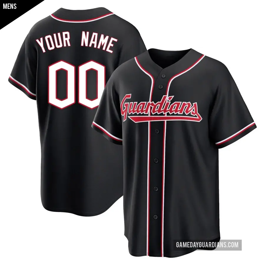 Men's Cleveland Guardians ＃00 Custom Replica Black Fashion Out Jersey