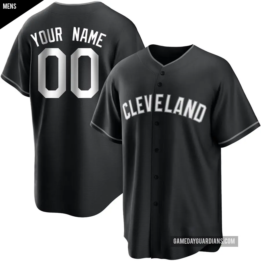 Men's Cleveland Guardians ＃00 Custom Replica Black/White Jersey