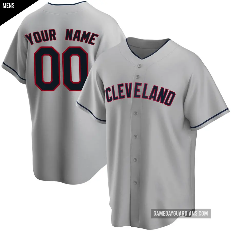 Men's Cleveland Guardians ＃00 Custom Replica Gray Road Jersey