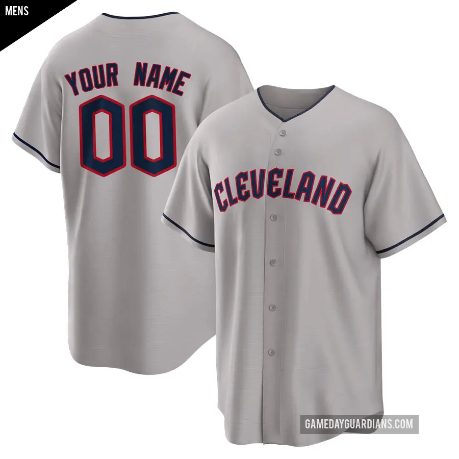 Men's Cleveland Guardians ＃00 Custom Replica Gray Road Jersey