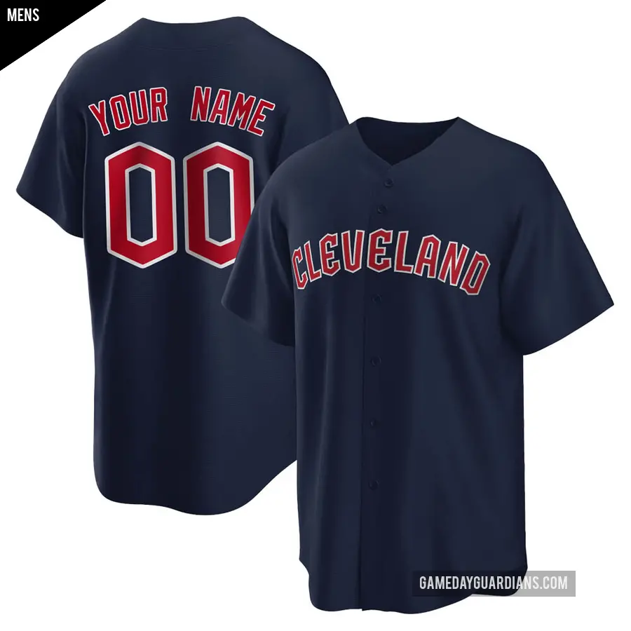 Men's Cleveland Guardians ＃00 Custom Replica Navy Alternate Jersey