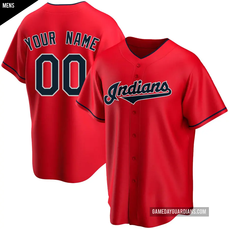 Men's Cleveland Guardians ＃00 Custom Replica Red Alternate Jersey