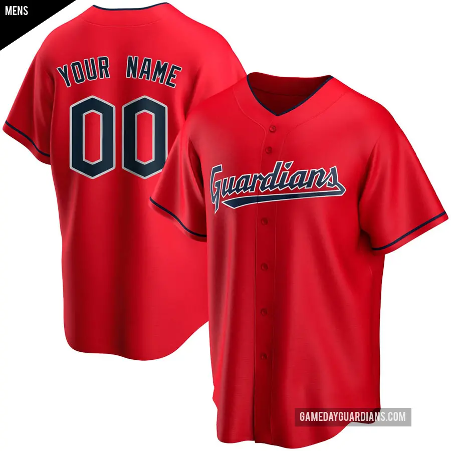 Men's Cleveland Guardians ＃00 Custom Replica Red Alternate Jersey