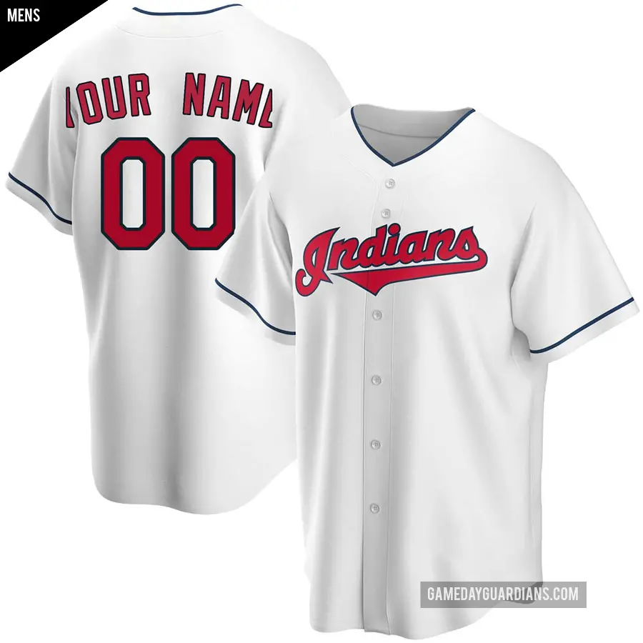 Men's Cleveland Guardians ＃00 Custom Replica White Home Jersey