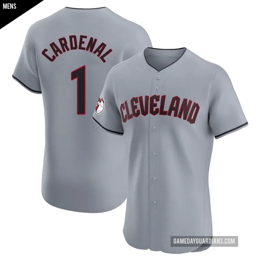 Men's Cleveland Guardians ＃1 Jose Cardenal Elite Gray Road Jersey
