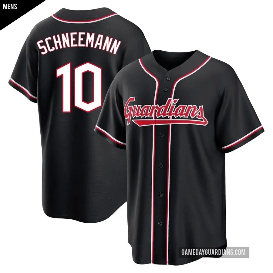Men's Cleveland Guardians ＃10 Daniel Schneemann Replica Black Fashion Out Jersey