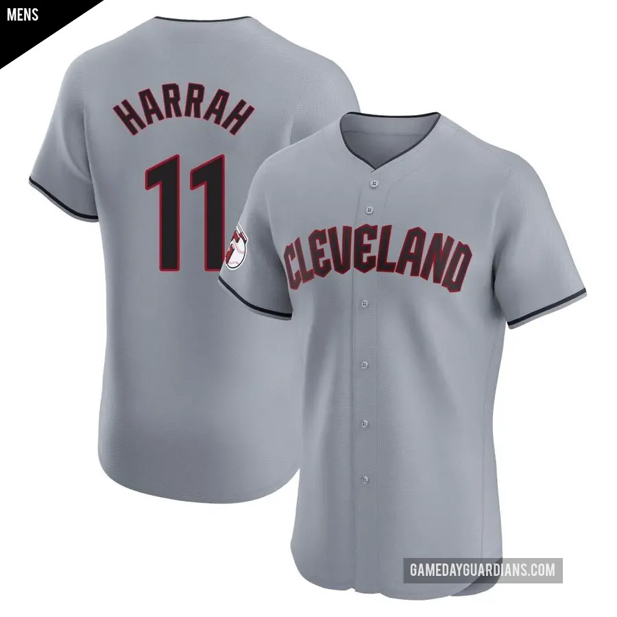 Men's Cleveland Guardians ＃11 Toby Harrah Elite Gray Road Jersey