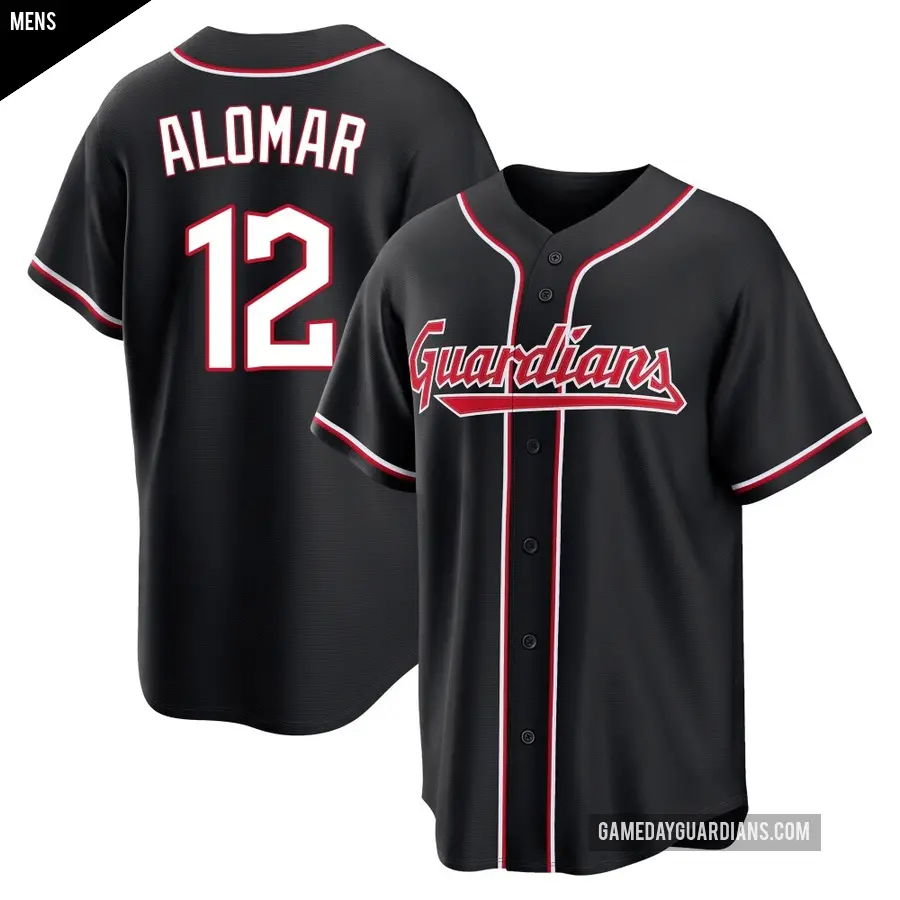 Men's Cleveland Guardians ＃12 Roberto Alomar Replica Black Fashion Out Jersey