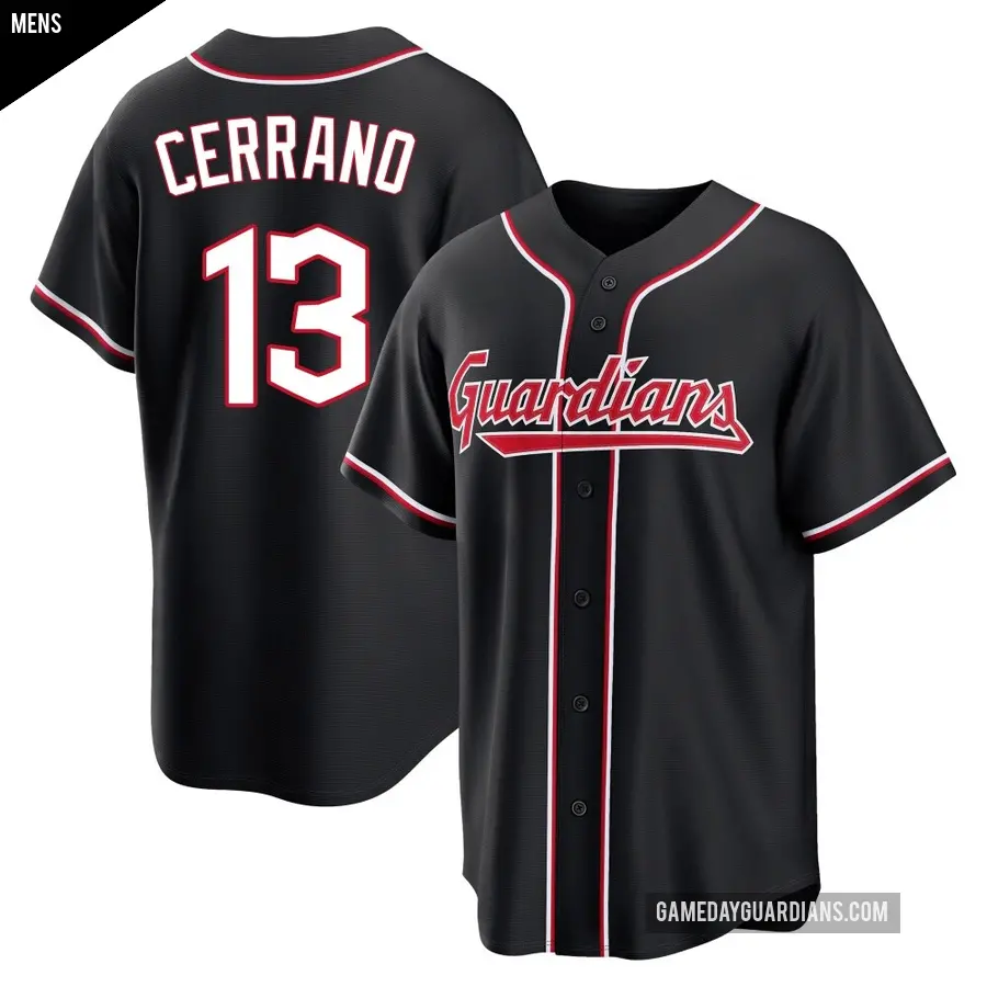 Men's Cleveland Guardians ＃13 Pedro Cerrano Replica Black Fashion Out Jersey