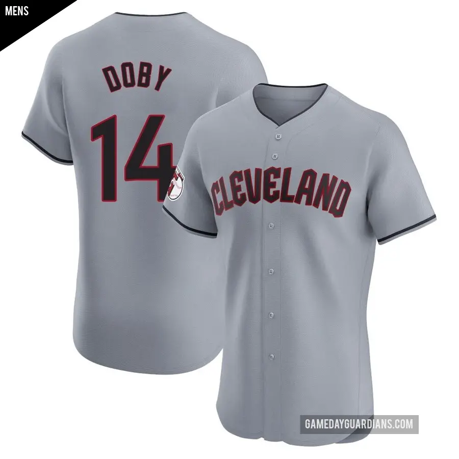 Men's Cleveland Guardians ＃14 Larry Doby Elite Gray Road Jersey