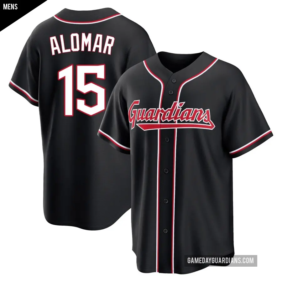 Men's Cleveland Guardians ＃15 Sandy Alomar Replica Black Fashion Out Jersey