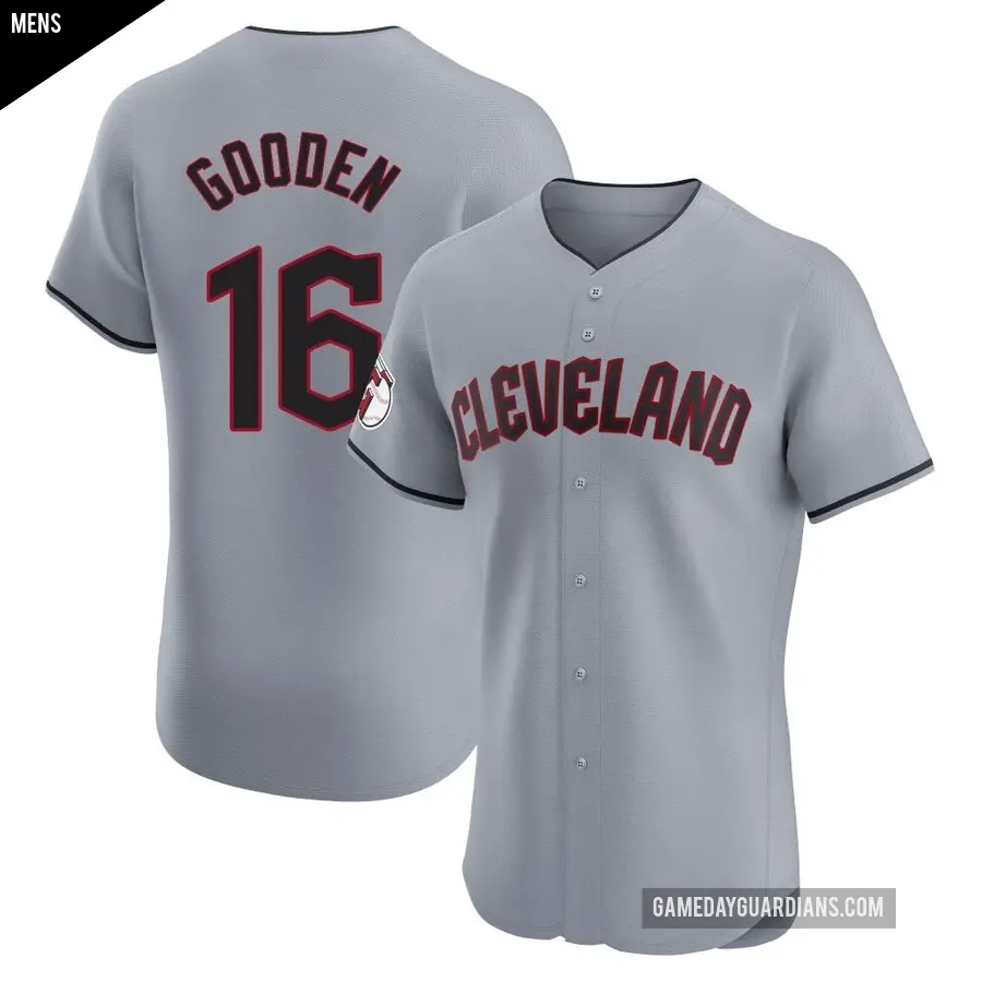 Men's Cleveland Guardians ＃16 Dwight Gooden Elite Gray Road Jersey