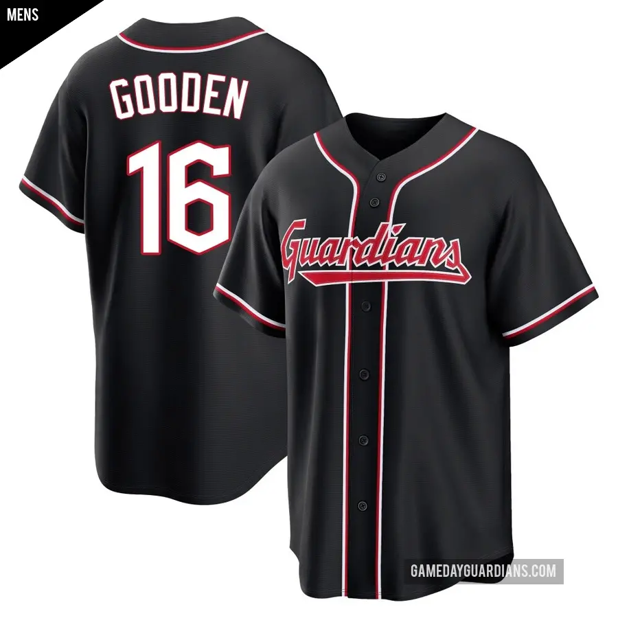 Men's Cleveland Guardians ＃16 Dwight Gooden Replica Black Fashion Out Jersey