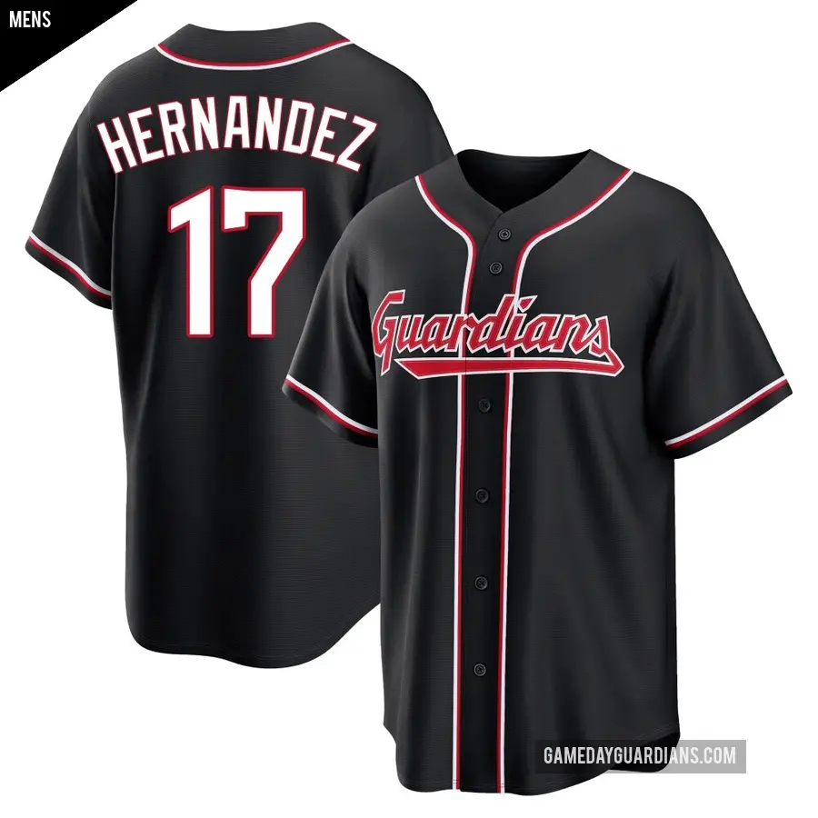 Men's Cleveland Guardians ＃17 Keith Hernandez Replica Black Fashion Out Jersey