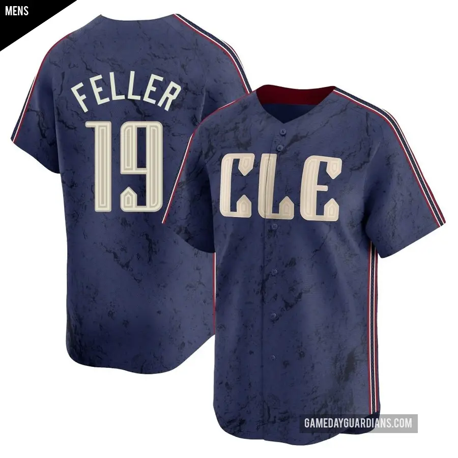 Men's Cleveland Guardians ＃19 Bob Feller Limited Navy 2024 City Connect Jersey