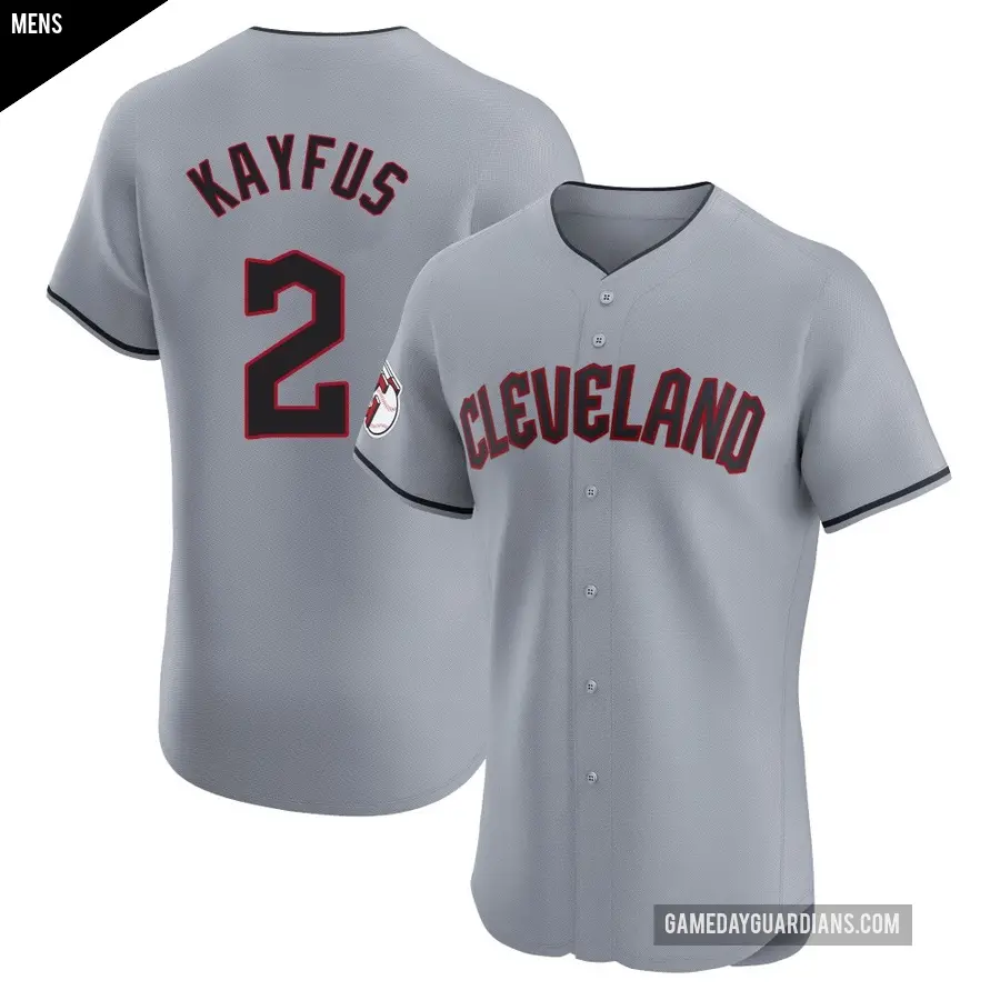 Men's Cleveland Guardians ＃2 CJ Kayfus Elite Gray Road Jersey