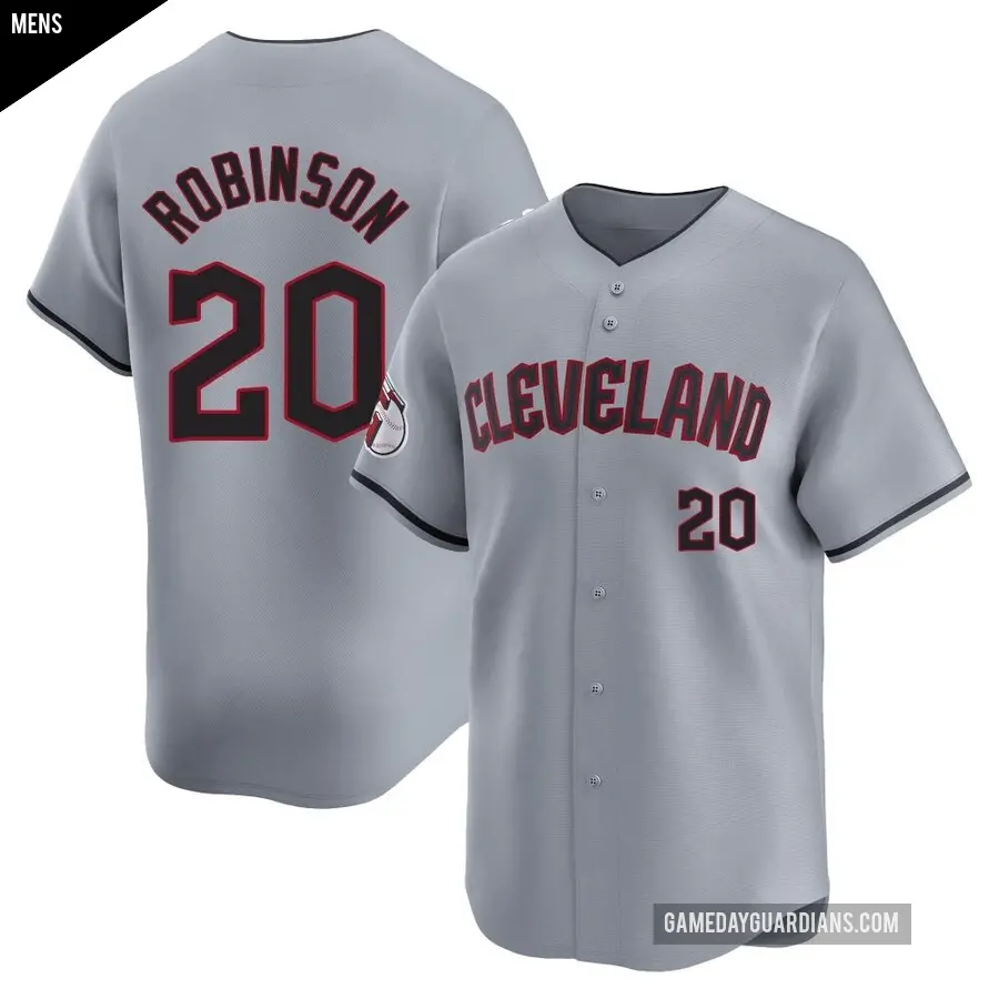 Men's Cleveland Guardians ＃20 Eddie Robinson Limited Gray Road Jersey