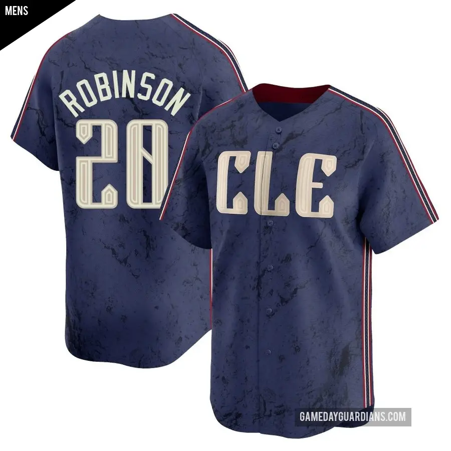 Men's Cleveland Guardians ＃20 Frank Robinson Limited Navy 2024 City Connect Jersey