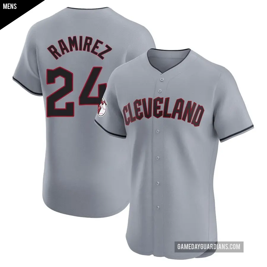 Men's Cleveland Guardians ＃24 Manny Ramirez Elite Gray Road Jersey
