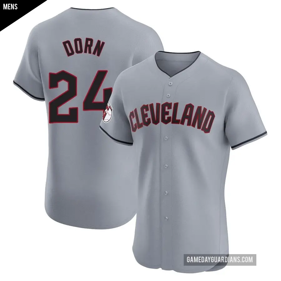 Men's Cleveland Guardians ＃24 Roger Dorn Elite Gray Road Jersey