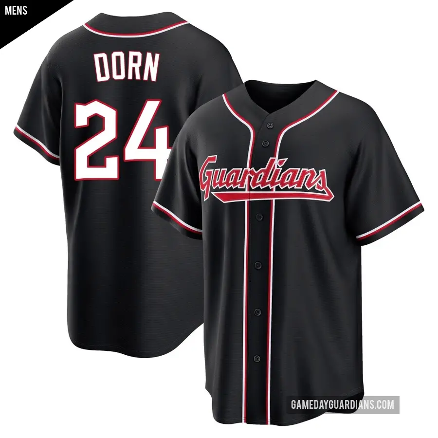 Men's Cleveland Guardians ＃24 Roger Dorn Replica Black Fashion Out Jersey