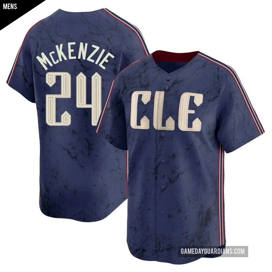 Men's Cleveland Guardians ＃24 Triston McKenzie Limited Navy 2024 City Connect Jersey