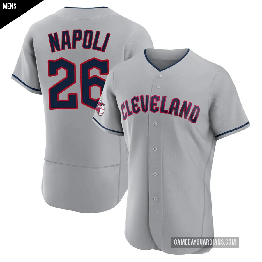 Men's Cleveland Guardians ＃26 Mike Napoli Authentic Gray Road Jersey