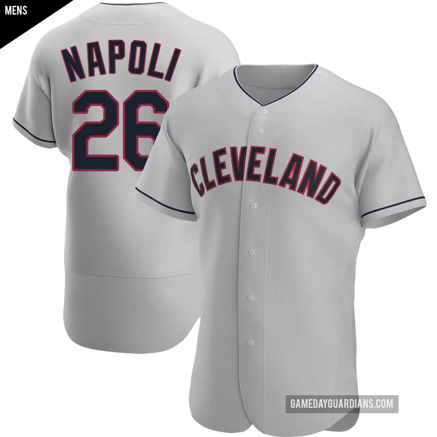 Men's Cleveland Guardians ＃26 Mike Napoli Authentic Gray Road Jersey