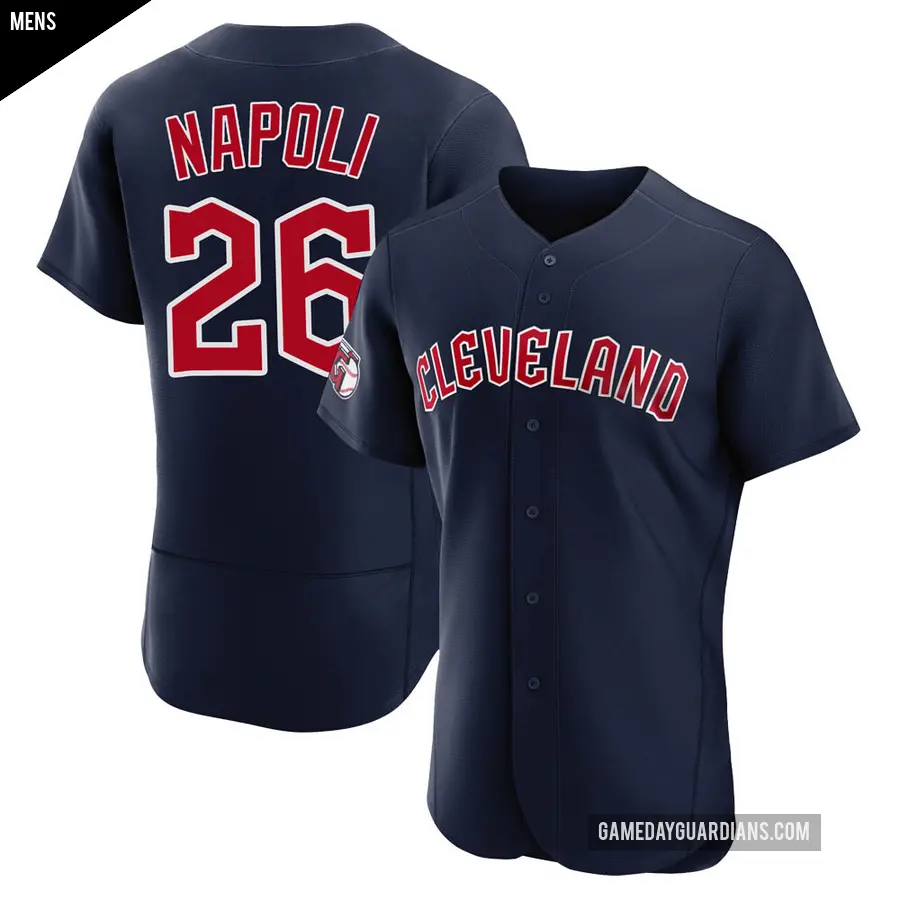 Men's Cleveland Guardians ＃26 Mike Napoli Authentic Navy Alternate Jersey