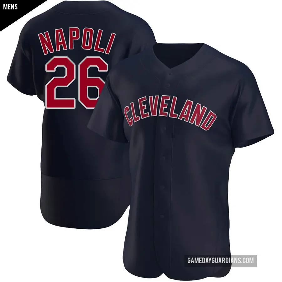 Men's Cleveland Guardians ＃26 Mike Napoli Authentic Navy Alternate Jersey
