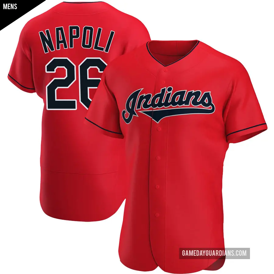 Men's Cleveland Guardians ＃26 Mike Napoli Authentic Red Alternate Jersey