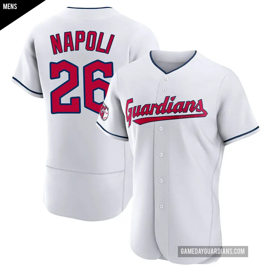 Men's Cleveland Guardians ＃26 Mike Napoli Authentic White Home Jersey