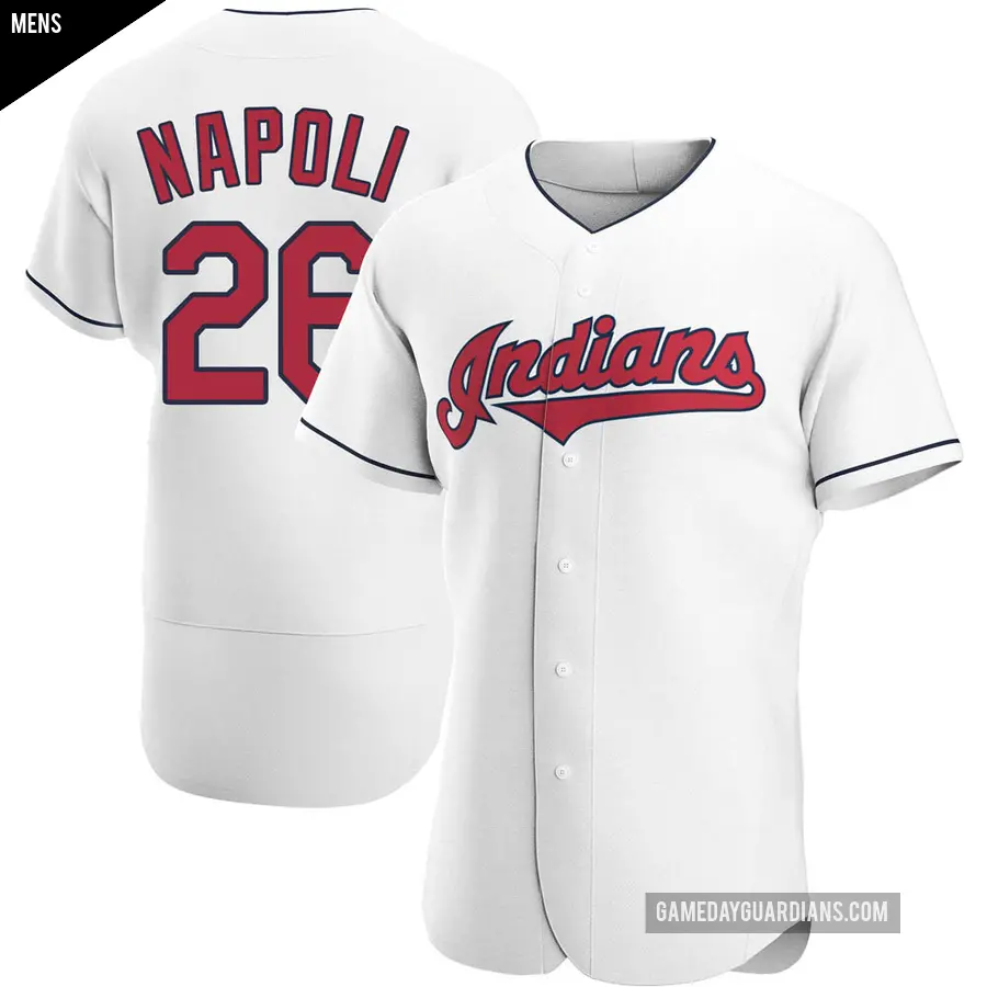 Men's Cleveland Guardians ＃26 Mike Napoli Authentic White Home Jersey