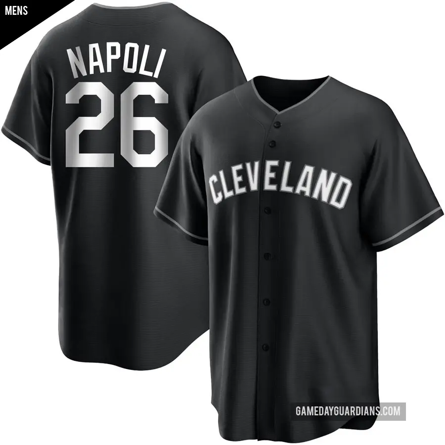 Men's Cleveland Guardians ＃26 Mike Napoli Replica Black/White Jersey