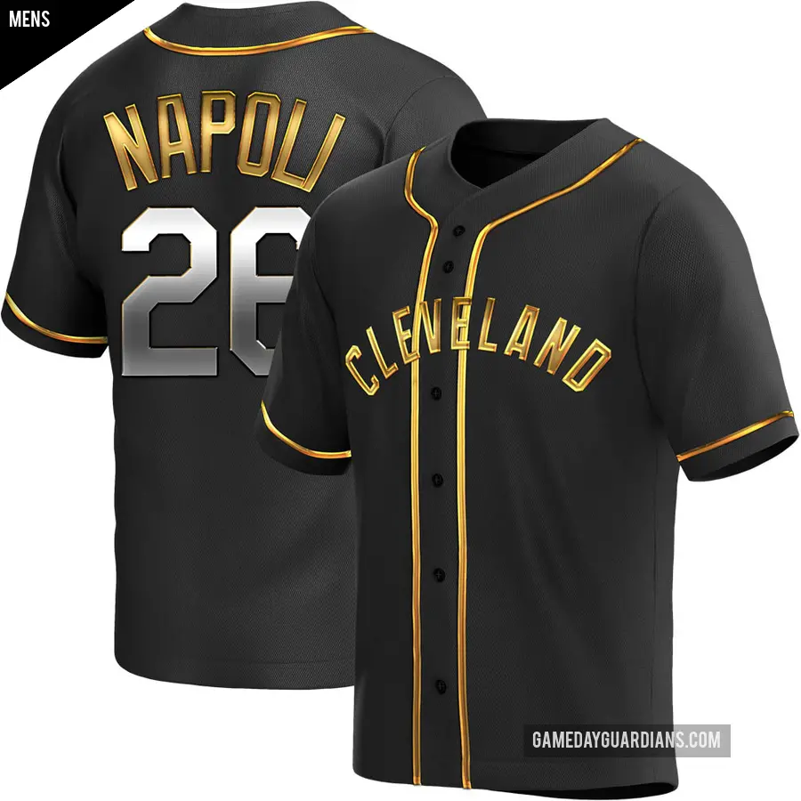 Men's Cleveland Guardians ＃26 Mike Napoli Replica Gold Black en Alternate Jersey