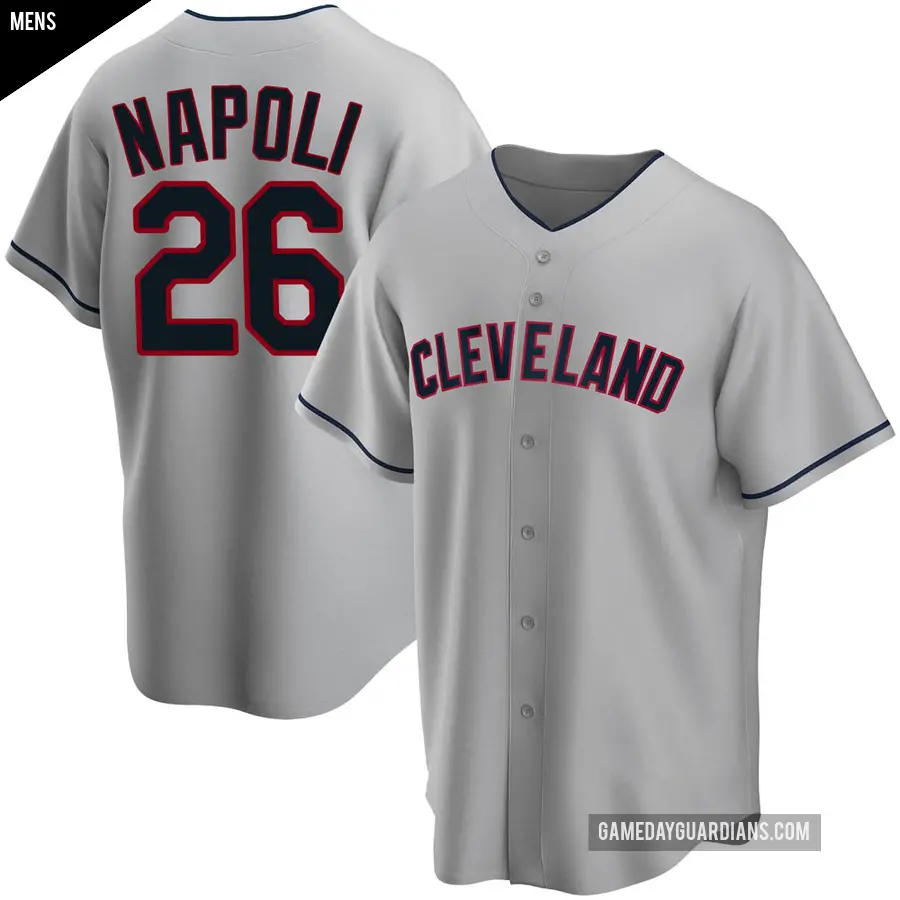 Men's Cleveland Guardians ＃26 Mike Napoli Replica Gray Road Jersey
