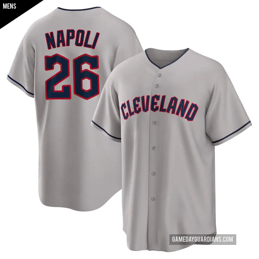 Men's Cleveland Guardians ＃26 Mike Napoli Replica Gray Road Jersey