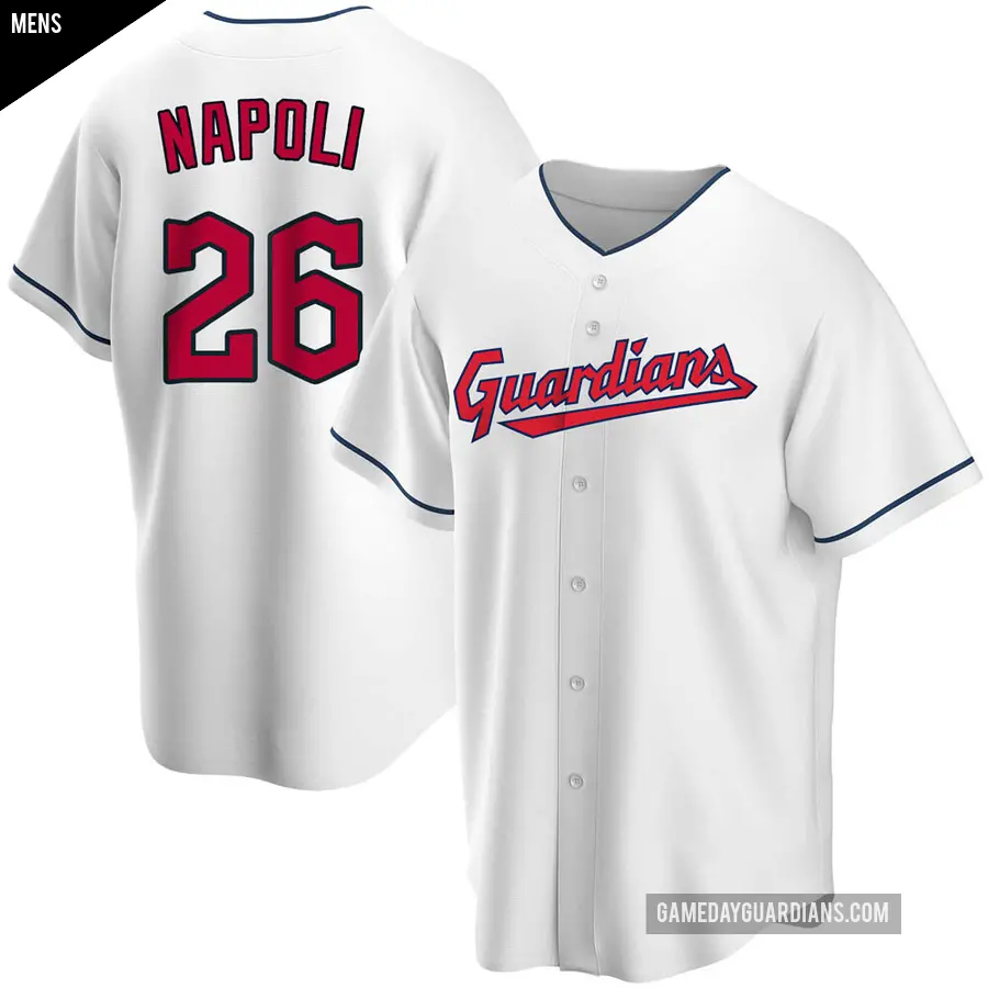 Men's Cleveland Guardians ＃26 Mike Napoli Replica White Home Jersey