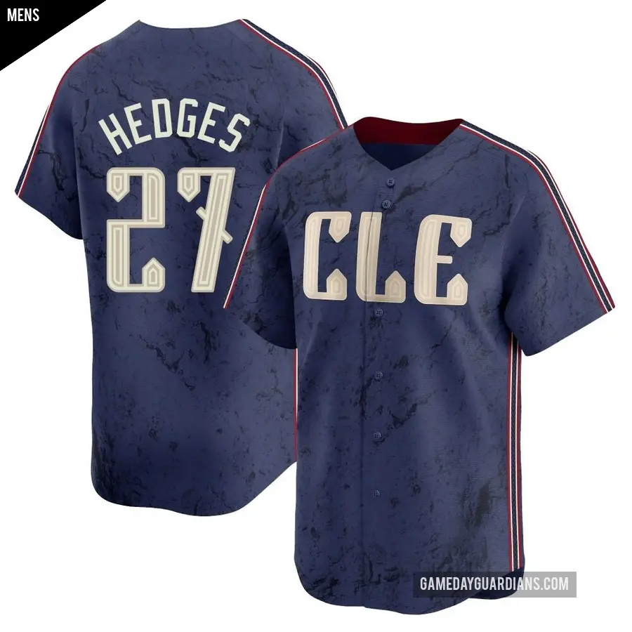 Men's Cleveland Guardians ＃27 Austin Hedges Limited Navy 2024 City Connect Jersey