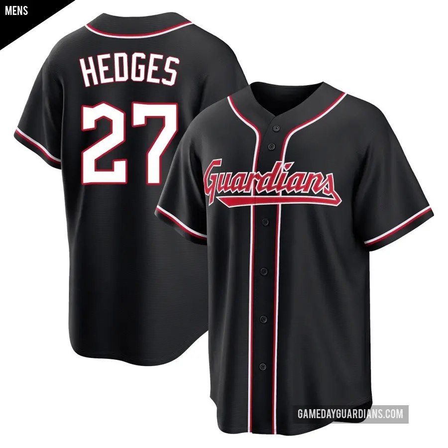 Men's Cleveland Guardians ＃27 Austin Hedges Replica Black Fashion Out Jersey