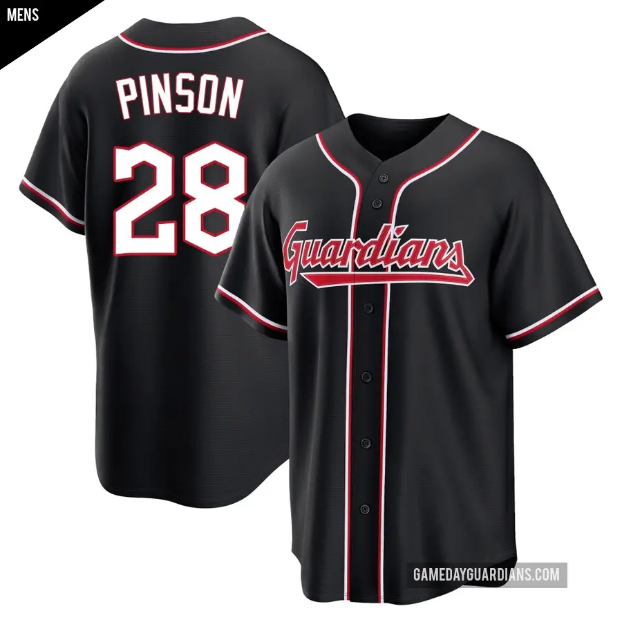 Men's Cleveland Guardians ＃28 Vada Pinson Replica Black Fashion Out Jersey