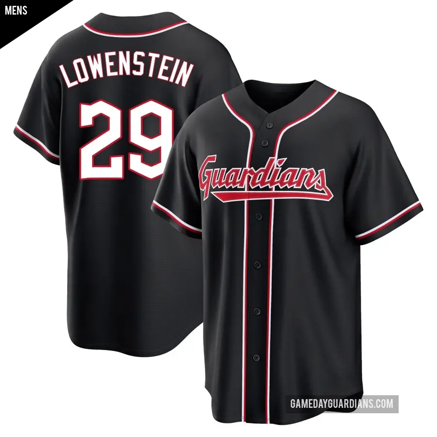 Men's Cleveland Guardians ＃29 John Lowenstein Replica Black Fashion Out Jersey