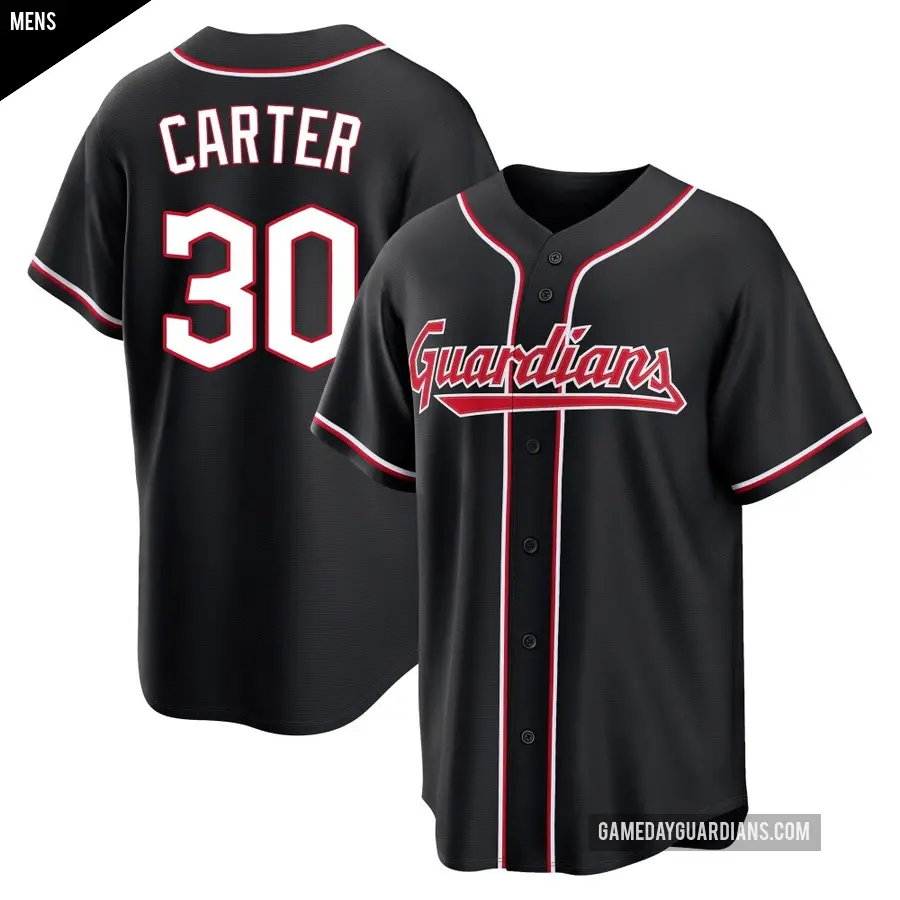 Men's Cleveland Guardians ＃30 Joe Carter Replica Black Fashion Out Jersey