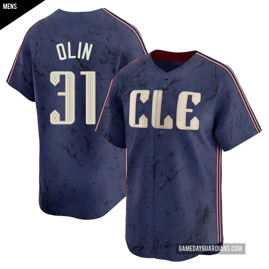 Men's Cleveland Guardians ＃31 Steve Olin Limited Navy 2024 City Connect Jersey