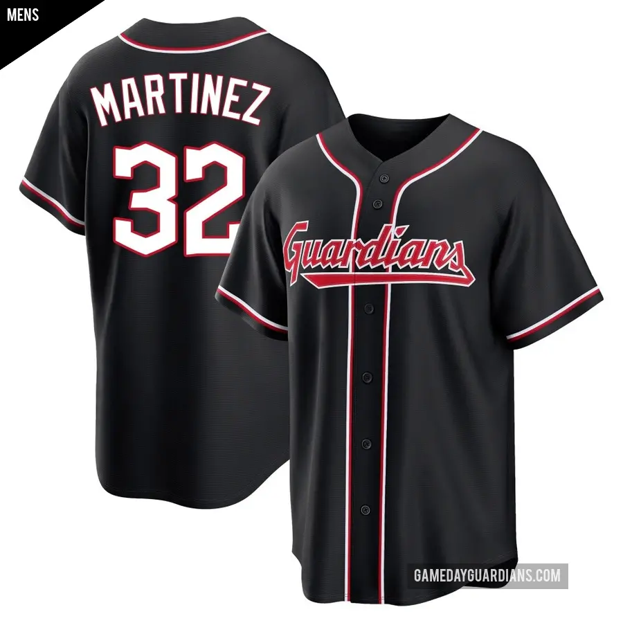 Men's Cleveland Guardians ＃32 Dennis Martinez Replica Black Fashion Out Jersey