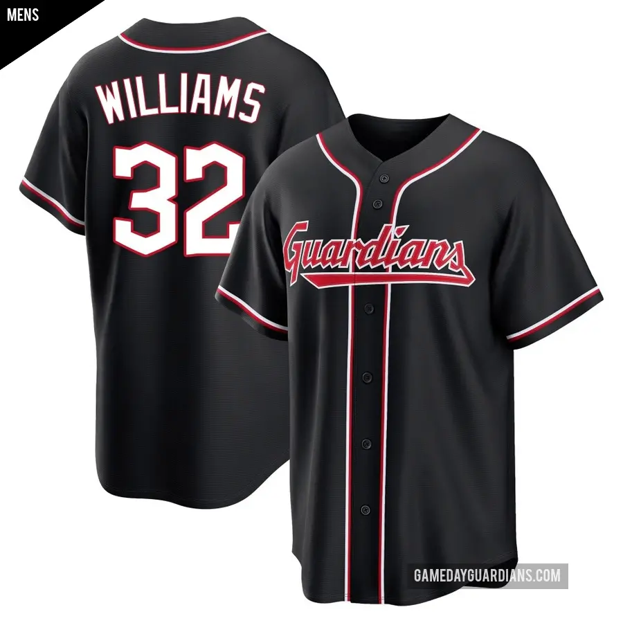 Men's Cleveland Guardians ＃32 Gavin Williams Replica Black Fashion Out Jersey